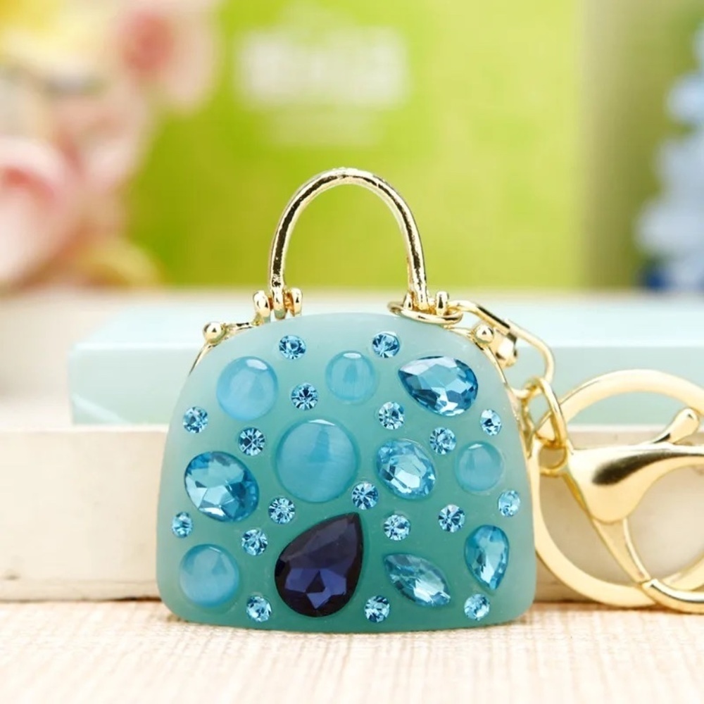 *SEIRA* Blue x Rhinestone Fashion Purse Keychain